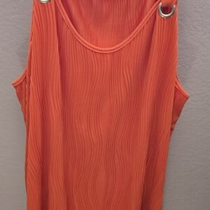 Sleeveless Orange Textured Tank Top